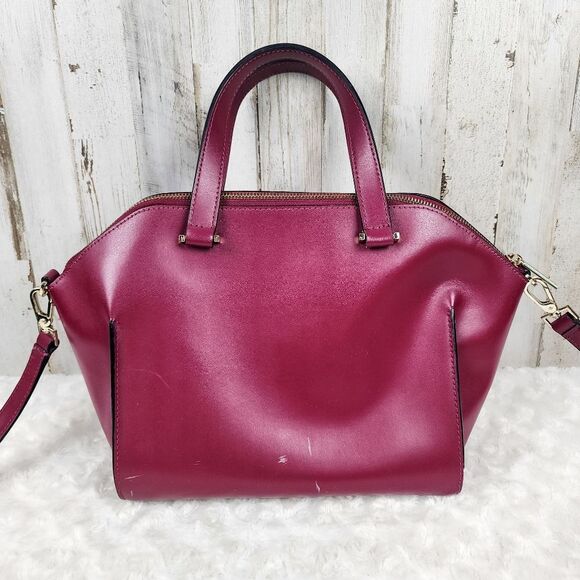 Kate Spade Red Plum Savannah Parliament Square Satchel Bag - Picture 2 of 12